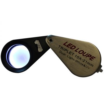 saxon 10x Jeweller Magnifier with LED and UV Light (21mm) - SKU#332101